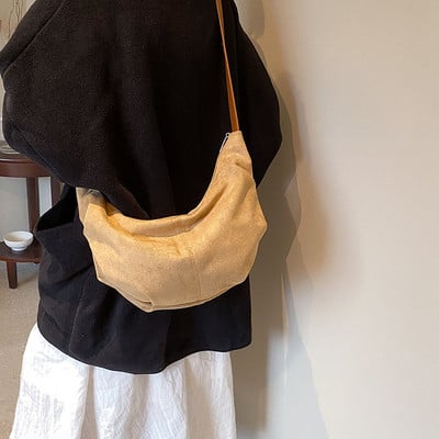 Γυναικεία τσάντα ώμου Dumpling Fashion Τσάντες χιαστί Κοτλέ Lazy Wind Student School Leisure Winter Handbag Simple Clutch