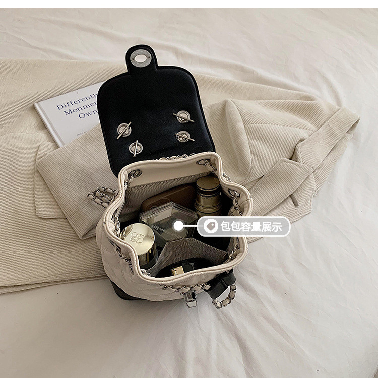 Rucsac de damă cu matlasat în carouri, de designer de marcă, geantă de școală cu găleată cu lanț, geantă de călătorie