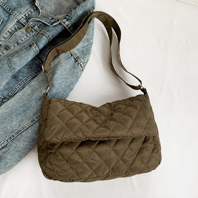 Moteriškas dygsniuotas pečių krepšys, didelės talpos paminkštintas rankinis krepšys, lengvas kvadratinis krepšys, atlenkiamas, pasiuntinių krepšys pirkėjo krepšys