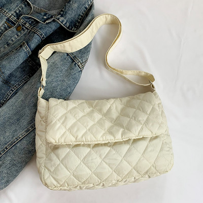 Moteriškas dygsniuotas pečių krepšys, didelės talpos paminkštintas rankinis krepšys, lengvas kvadratinis krepšys, atlenkiamas, pasiuntinių krepšys pirkėjo krepšys