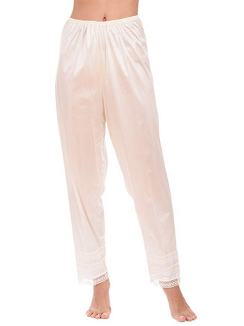 Γυναικεία Sleepwear Satin Sleepwear Μακριά Παντελόνι Πυτζάμες Γυναικεία Νυχτικά Loungear Pj Παντελόνι Παντελόνι με Δαντέλα