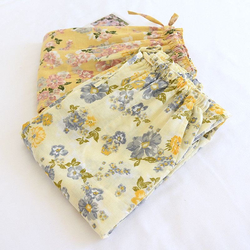 2023 Νέες ιαπωνικές γυναικείες πιτζάμες 100% βαμβάκι γυναικεία παντελόνια Big Flower Πιτζάμες Μαλακές και αναπνέουσες καθημερινές σπιτικές πιτζάμες Παντελόνια πιτζάμες