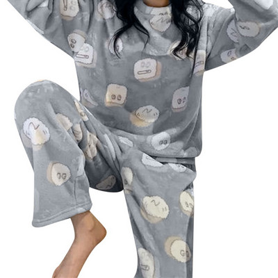 Σετ γυναικείες πιτζάμες φανέλα Νέα φθινόπωρο 2022 Χειμώνας Ζεστό χοντρό κοραλί βελούδο μακρυμάνικο καρτούν Πυτζάμες για σπίτι Σετ πιτζάμες για κορίτσι