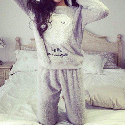 Σετ γυναικείες πιτζάμες φανέλα Νέα φθινόπωρο 2022 Χειμώνας Ζεστό χοντρό κοραλί βελούδο μακρυμάνικο καρτούν Πυτζάμες για σπίτι Σετ πιτζάμες για κορίτσι