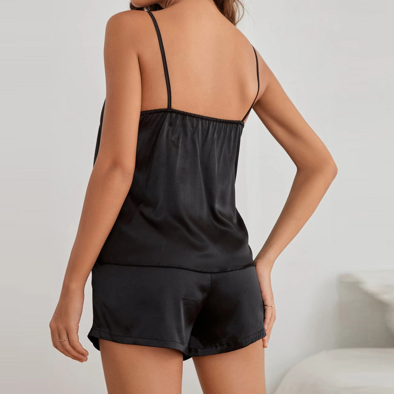 Seksikas naistepesu Suures suuruses Seksikas naistepesu Satiinist pidžaama Cami lühikeste pükste komplekt Öörõivaste pidžaamakomplekt Ropa Interior Femenina
