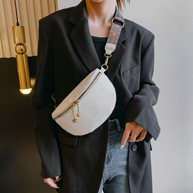 Ženski Fanny Pack Torba za prsa s podesivim remenom Trendy torba preko ramena Cvjetni print Jednobojna torba na rame Jednobojna za putnu kupnju