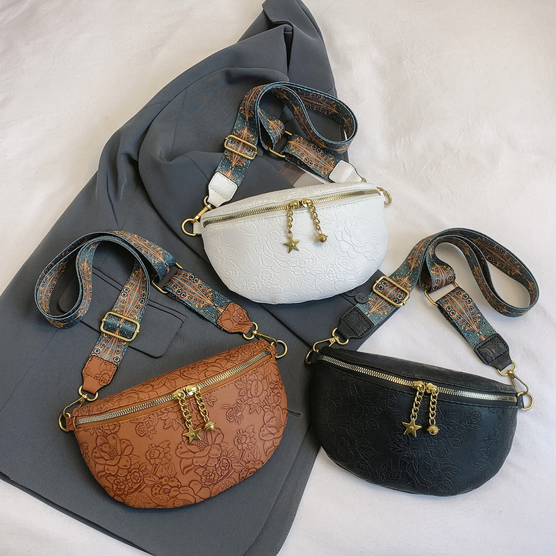 Ženski Fanny Pack Torba za prsa s podesivim remenom Trendy torba preko ramena Cvjetni print Jednobojna torba na rame Jednobojna za putnu kupnju