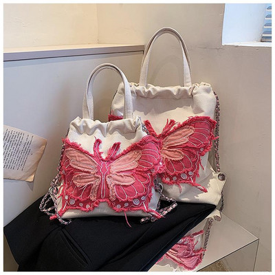 Geantă de umăr retro Cowboy, rucsac pentru femei, 2023, noi doamne, design șic, cu lanț de fluture, geantă de mână pentru femei, geantă tote din pânză