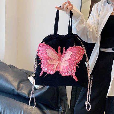 Geantă de umăr retro Cowboy, rucsac pentru femei, 2023, noi doamne, design șic, cu lanț de fluture, geantă de mână pentru femei, geantă tote din pânză