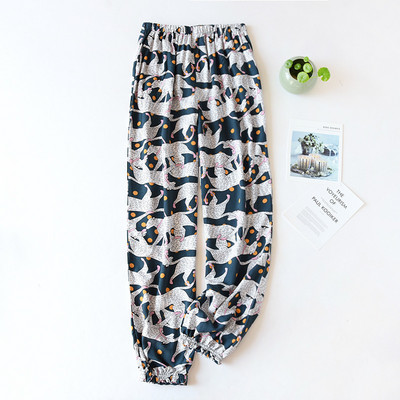 Καλοκαιρινό βαμβακερό σατέν Λεπτό δροσερό και απαλό γυναικείο φαρδύ παντελόνι κουνουπιών Γυναικείο φαρδύ πλαϊνό παντελόνι για το σπίτι Comfort casual ντύσιμο παντελόνι