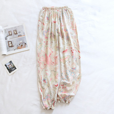 Καλοκαιρινό βαμβακερό σατέν Λεπτό δροσερό και απαλό γυναικείο φαρδύ παντελόνι κουνουπιών Γυναικείο φαρδύ πλαϊνό παντελόνι για το σπίτι Comfort casual ντύσιμο παντελόνι