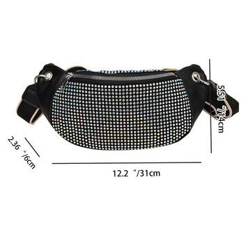 Τσάντα μέσης Rhinestone Γυναικείες τσάντες Messenger Fashion Γυναικεία Sling Πακέτο μέσης Casual Simple Bling Fanny Pack Τσάντα χιαστί