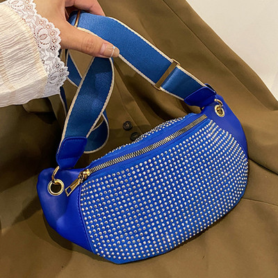 Geantă cu centură cu strasuri pentru femei, genți messenger, la modă pentru femei, pachet pentru talie cu șnur, ocazional, simplu, plin de rochie