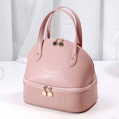 Naiste lõunasöögikott, suure mahutavusega PU-nahast toidukäekott, kahekihiline lõunasöögikarbi konteiner reisimiseks, koolipiknikuks