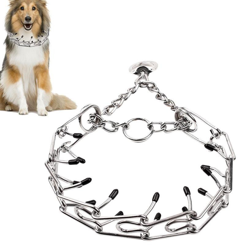 Fém kutyakiképző lánc nyakörvek rozsdamentes vas nyaklánc gumi kalappal Biztonságos kölyökkutyáknak Kicsi Közepes Nagy kutyák Kiegészítők