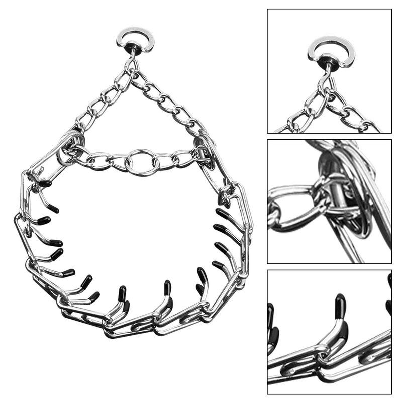 Fém kutyakiképző lánc nyakörvek rozsdamentes vas nyaklánc gumi kalappal Biztonságos kölyökkutyáknak Kicsi Közepes Nagy kutyák Kiegészítők