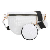 Poșetă pentru monede pentru femei, vintage cu imprimeu de crocodil, geantă de umăr solidă din piele PU Geantă hobo elegantă cu geantă rotundă mică pentru cumpărături de călătorie