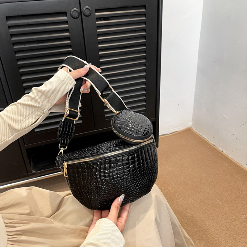 Poșetă pentru monede pentru femei, vintage cu imprimeu de crocodil, geantă de umăr solidă din piele PU Geantă hobo elegantă cu geantă rotundă mică pentru cumpărături de călătorie