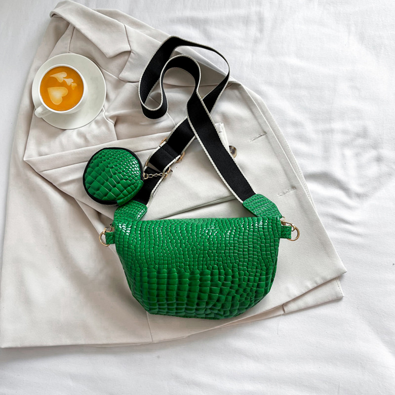 Poșetă pentru monede pentru femei, vintage cu imprimeu de crocodil, geantă de umăr solidă din piele PU Geantă hobo elegantă cu geantă rotundă mică pentru cumpărături de călătorie