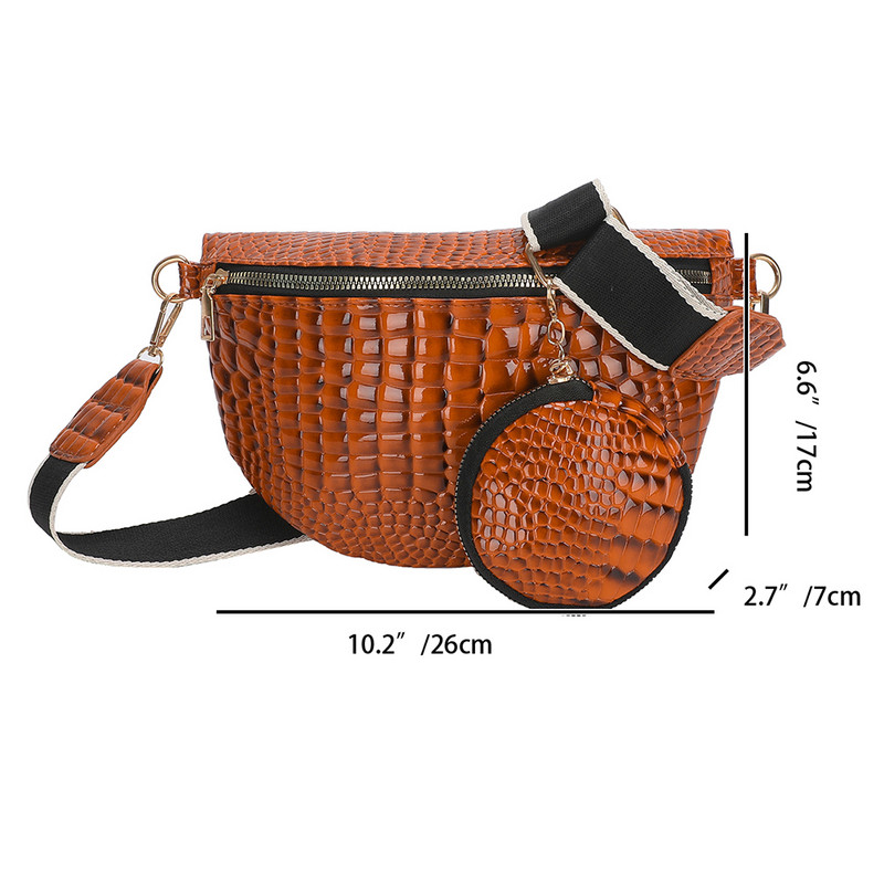 Poșetă pentru monede pentru femei, vintage cu imprimeu de crocodil, geantă de umăr solidă din piele PU Geantă hobo elegantă cu geantă rotundă mică pentru cumpărături de călătorie