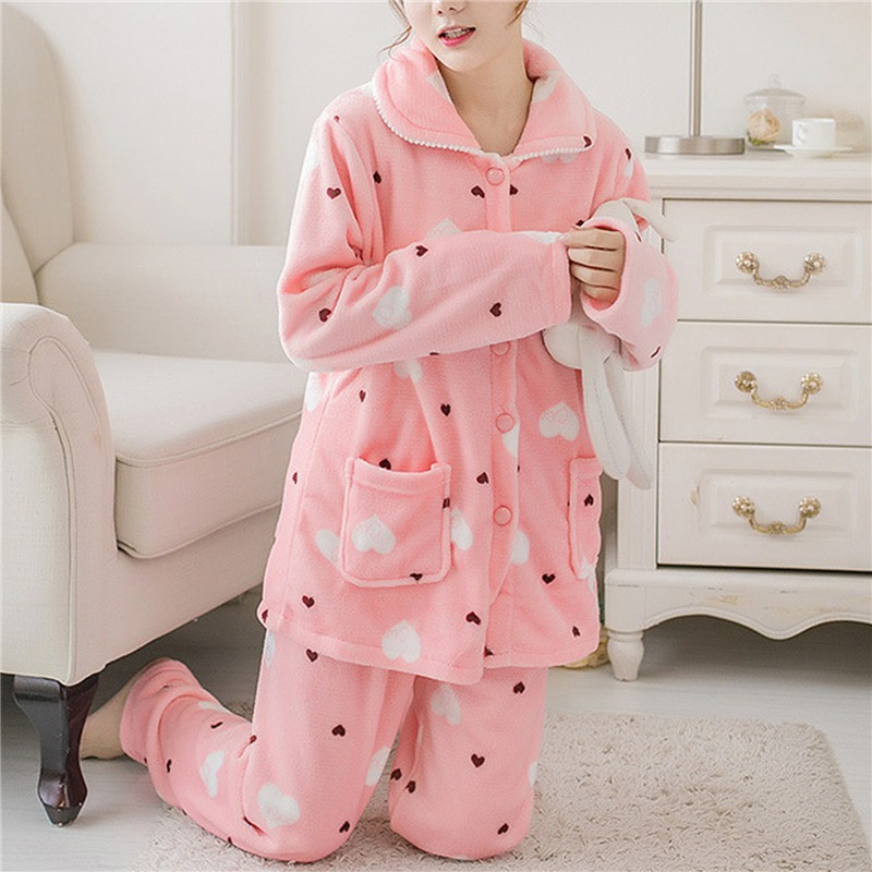 Sametine pidžaama Naine Talvised Korea stiilis ruudulised püksid Kodu Pidžaamad Riided Flanellist Ülikonnad Püksid Pidžaamad Osa, Kaks magamisriietust