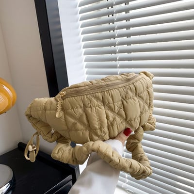 Dámske kabelky Cloud Crossbody, jednofarebné dámske kabelky cez pás, prešívané dámske náprsné kabelky s volánmi, nepremokavé, ľadvinky