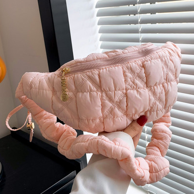 Dámske kabelky Cloud Crossbody, jednofarebné dámske kabelky cez pás, prešívané dámske náprsné kabelky s volánmi, nepremokavé, ľadvinky