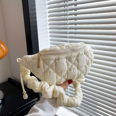 Dámske kabelky Cloud Crossbody, jednofarebné dámske kabelky cez pás, prešívané dámske náprsné kabelky s volánmi, nepremokavé, ľadvinky