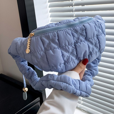 Dámske kabelky Cloud Crossbody, jednofarebné dámske kabelky cez pás, prešívané dámske náprsné kabelky s volánmi, nepremokavé, ľadvinky