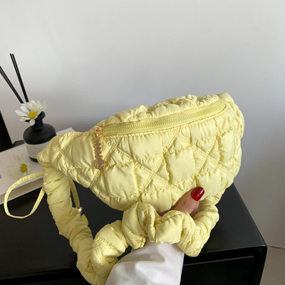 Dámske kabelky Cloud Crossbody, jednofarebné dámske kabelky cez pás, prešívané dámske náprsné kabelky s volánmi, nepremokavé, ľadvinky