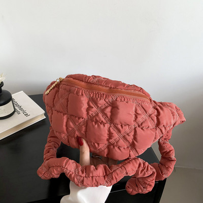Dámske kabelky Cloud Crossbody, jednofarebné dámske kabelky cez pás, prešívané dámske náprsné kabelky s volánmi, nepremokavé, ľadvinky