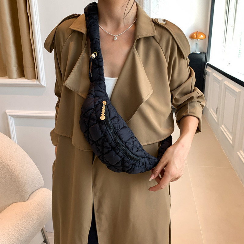Dámske kabelky Cloud Crossbody, jednofarebné dámske kabelky cez pás, prešívané dámske náprsné kabelky s volánmi, nepremokavé, ľadvinky