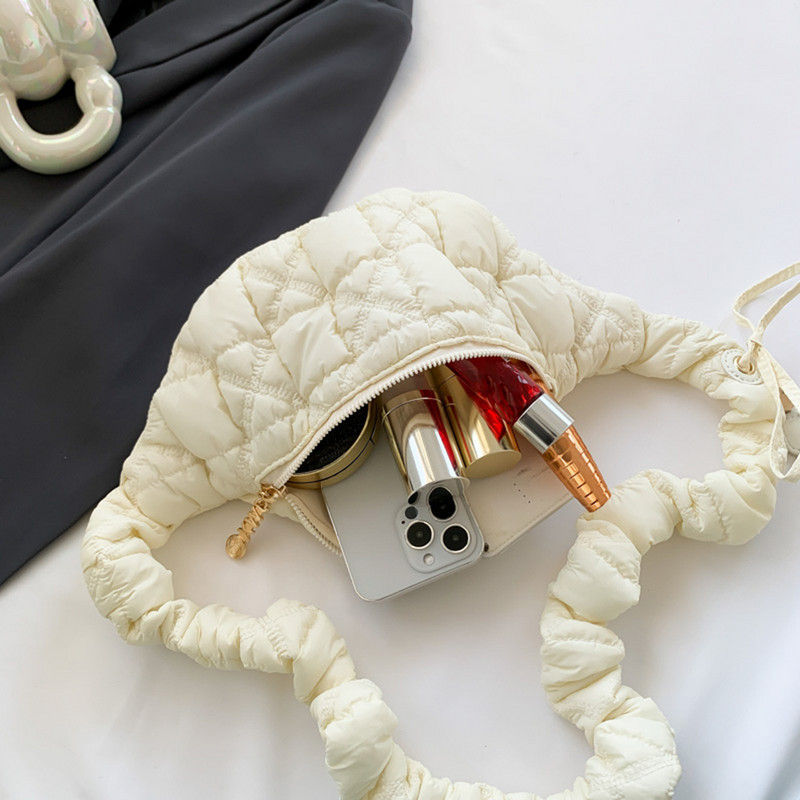 Dámske kabelky Cloud Crossbody, jednofarebné dámske kabelky cez pás, prešívané dámske náprsné kabelky s volánmi, nepremokavé, ľadvinky