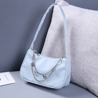 INS Γυναικείες τσάντες αλυσίδας πεταλούδας Τσάντα καραμέλα Χρώμα γυναικείες τσάντες μασχάλης Γυναικείες τσάντες μασχάλης από μαλακό Pu Leather Hobos Πορτοφόλια ταξιδιού Bolsas