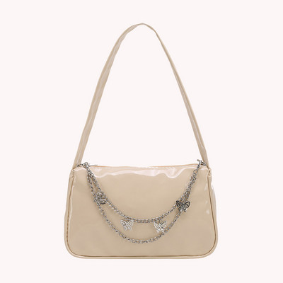 INS Γυναικείες τσάντες αλυσίδας πεταλούδας Τσάντα καραμέλα Χρώμα γυναικείες τσάντες μασχάλης Γυναικείες τσάντες μασχάλης από μαλακό Pu Leather Hobos Πορτοφόλια ταξιδιού Bolsas