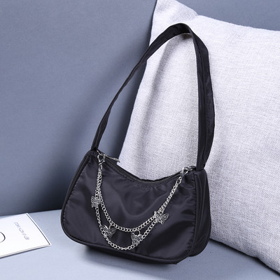 INS Γυναικείες τσάντες αλυσίδας πεταλούδας Τσάντα καραμέλα Χρώμα γυναικείες τσάντες μασχάλης Γυναικείες τσάντες μασχάλης από μαλακό Pu Leather Hobos Πορτοφόλια ταξιδιού Bolsas