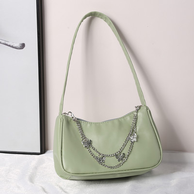 INS Γυναικείες τσάντες αλυσίδας πεταλούδας Τσάντα καραμέλα Χρώμα γυναικείες τσάντες μασχάλης Γυναικείες τσάντες μασχάλης από μαλακό Pu Leather Hobos Πορτοφόλια ταξιδιού Bolsas