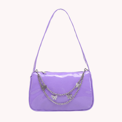 INS Γυναικείες τσάντες αλυσίδας πεταλούδας Τσάντα καραμέλα Χρώμα γυναικείες τσάντες μασχάλης Γυναικείες τσάντες μασχάλης από μαλακό Pu Leather Hobos Πορτοφόλια ταξιδιού Bolsas