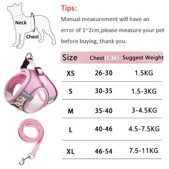 Комплект сбруя и каишка за домашни любимци с цветя за малки кучета Светлоотразителен колан за кученца Anti Escape Meash Котешка каишка за гърди Консумативи за разходка на кучета