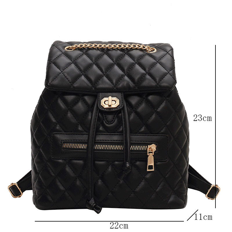 Rucsacuri de marcă de lux pentru femei pentru adolescenți Genți de școală pentru fete Rucsac cu zăbrele de culoare solidă pentru femei Sac A Dos cu lanț Rucsac de călătorie