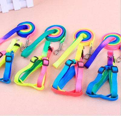 Χαριτωμένα κατοικίδια Σετ λουριά λουριών λουριών λουριών ουράνιο τόξο Χρώμα νάιλον καλωδίων για μικρό κουτάβι γάτας Τσιουάουα Περπάτημα Χρήση προϊόντος για κατοικίδια