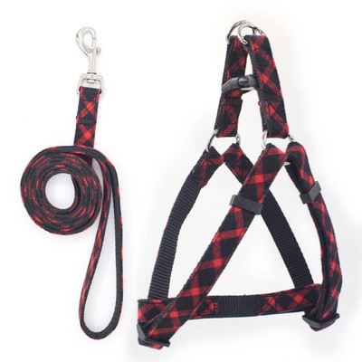 Υψηλής ποιότητας Nylon καρό Χριστουγεννιάτικη σειρά Σετ λουριών για κατοικίδια μικρού και μεσαίου μεγέθους