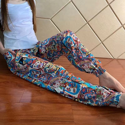 Γυναικεία Casual Print Παντελόνια Palazzo Summer Loose Sleep Πιτζάμα Παντελόνι Φαρδύ πόδι Casual Outdoor Παντελόνι Λεπτό σορτς Cropped Παντελόνι ouc1143