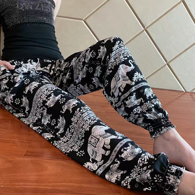 Γυναικεία Casual Print Παντελόνια Palazzo Summer Loose Sleep Πιτζάμα Παντελόνι Φαρδύ πόδι Casual Outdoor Παντελόνι Λεπτό σορτς Cropped Παντελόνι ouc1143