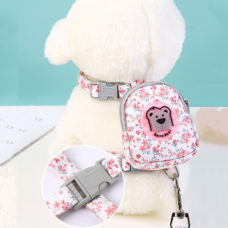 Lemmikloomarakmete jalutusrihma komplekt Lilleline koera seljakott Rinnarakmed Reguleeritava suurusega väikestele keskmistele koertele kassidele kutsikatarvikud