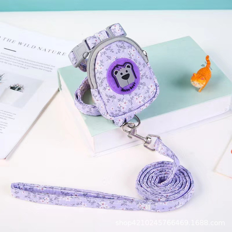 Lemmikloomarakmete jalutusrihma komplekt Lilleline koera seljakott Rinnarakmed Reguleeritava suurusega väikestele keskmistele koertele kassidele kutsikatarvikud