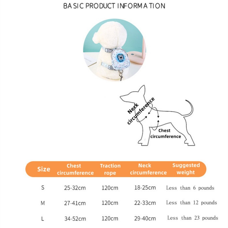 Lemmikloomarakmete jalutusrihma komplekt Lilleline koera seljakott Rinnarakmed Reguleeritava suurusega väikestele keskmistele koertele kassidele kutsikatarvikud