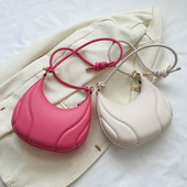 Geantă retro de culoare solidă Genți de umăr din piele de înaltă calitate pentru femei Y2K Genți de mână simple pentru femei, de designer Hobos