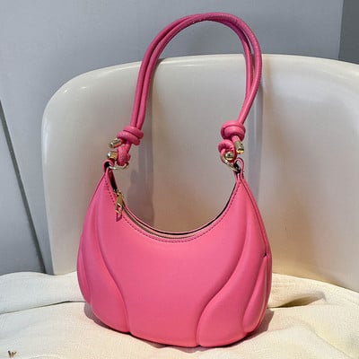 Geantă retro de culoare solidă Genți de umăr din piele de înaltă calitate pentru femei Y2K Genți de mână simple pentru femei, de designer Hobos