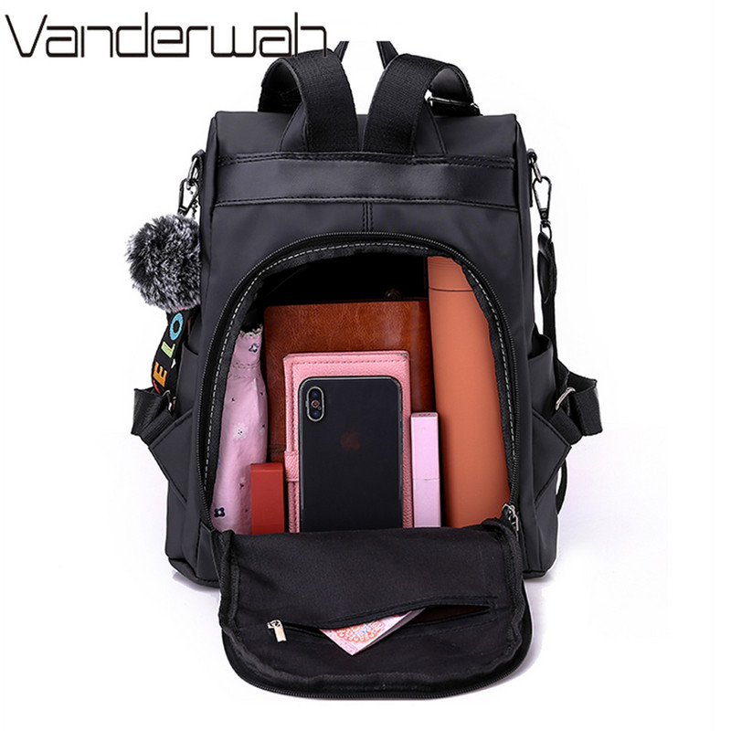 Casual γυναικείο τσαντάκι πλάτης Αντικλεπτικό σακίδιο πλάτης Oxford Mochila Hairball Tassel Αδιάβροχη σχολική τσάντα ώμου για εφήβους κορίτσι